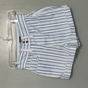 BDG Urban Outfitters Women's 6 Blue White Striped High Waisted Cuffed Shorts